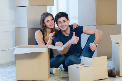 Brentford moving service with packed boxes and furniture transport