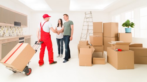 Furniture being moved from a Brentford property with access considerations