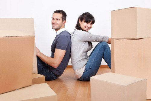 Furniture being moved from a Brentford flat with stair access